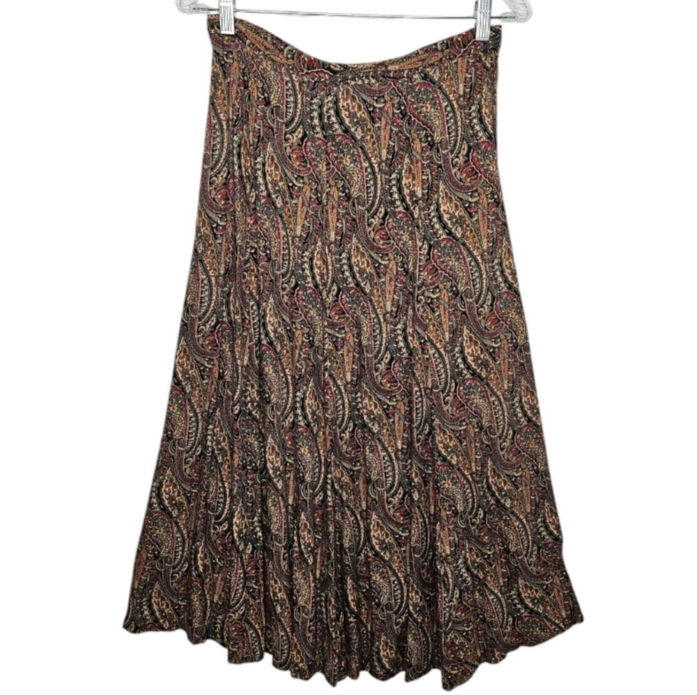 Koret Vintage Boho Paisley Multicolored Flirty Midi Maxi Skirt Size 8